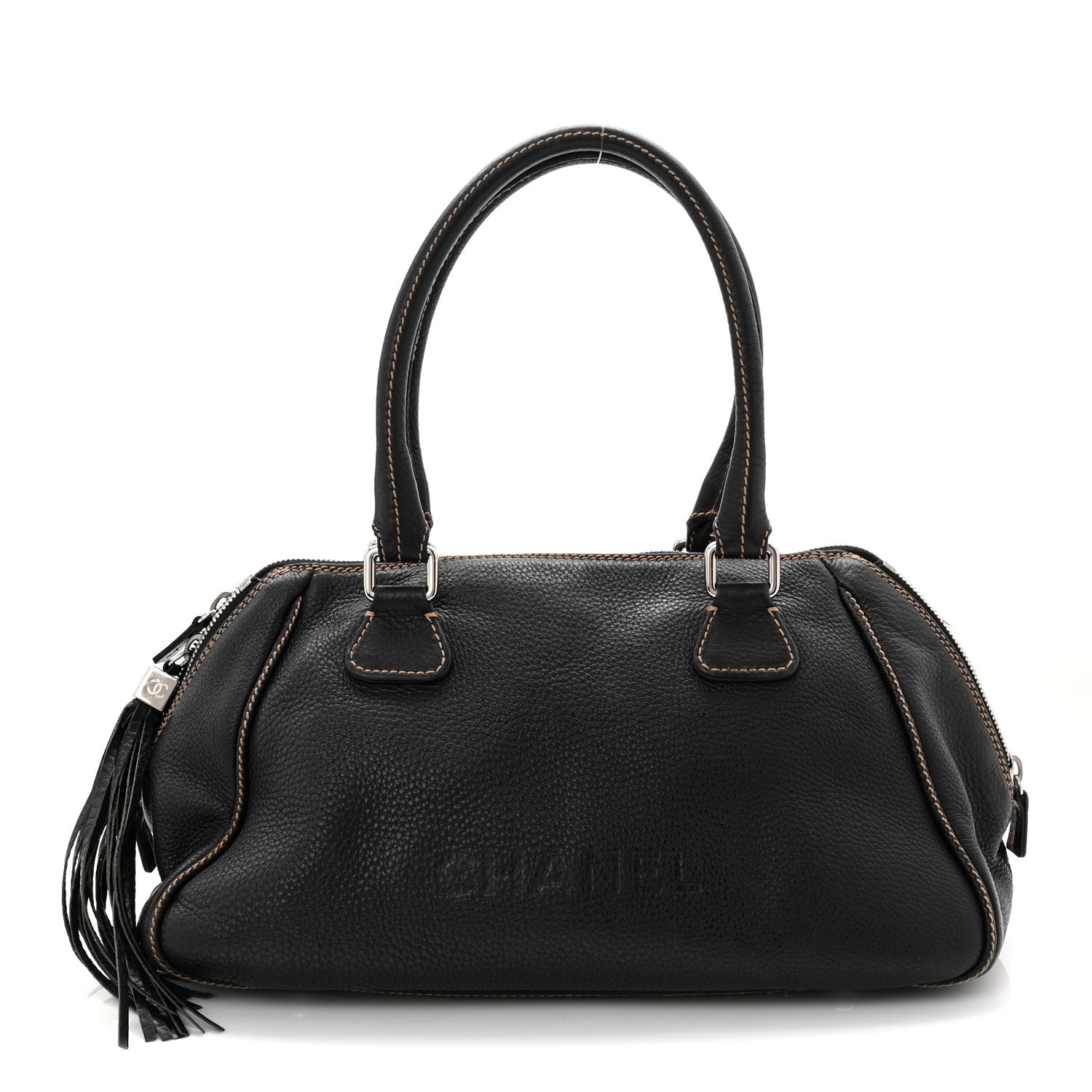 Chanel Calfskin Large Tassel Bowler Black 1 of 11