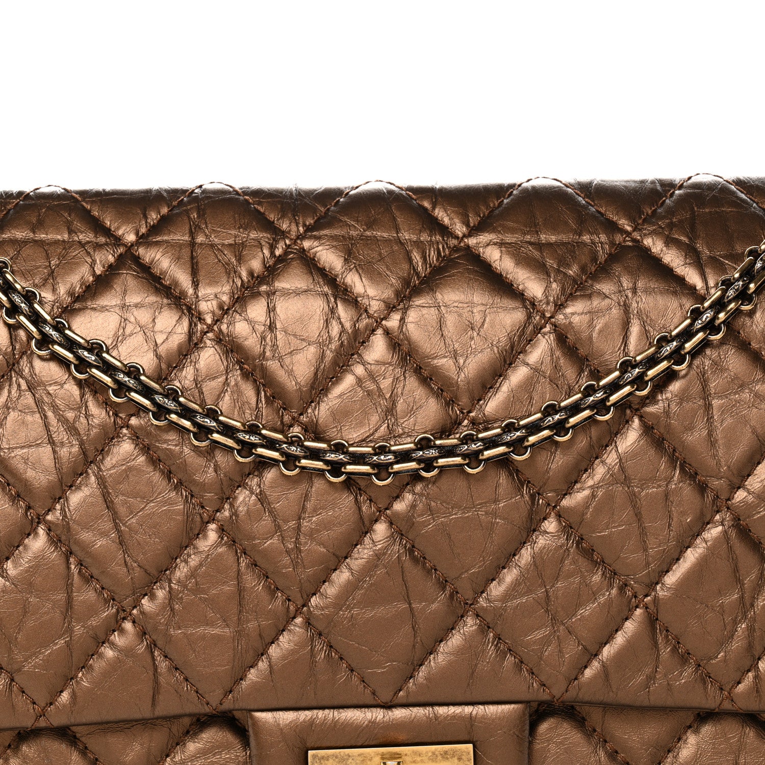 Chanel Metallic Aged Calfskin Quilted 2.55 Reissue 226 Flap Bronze 8 of 12