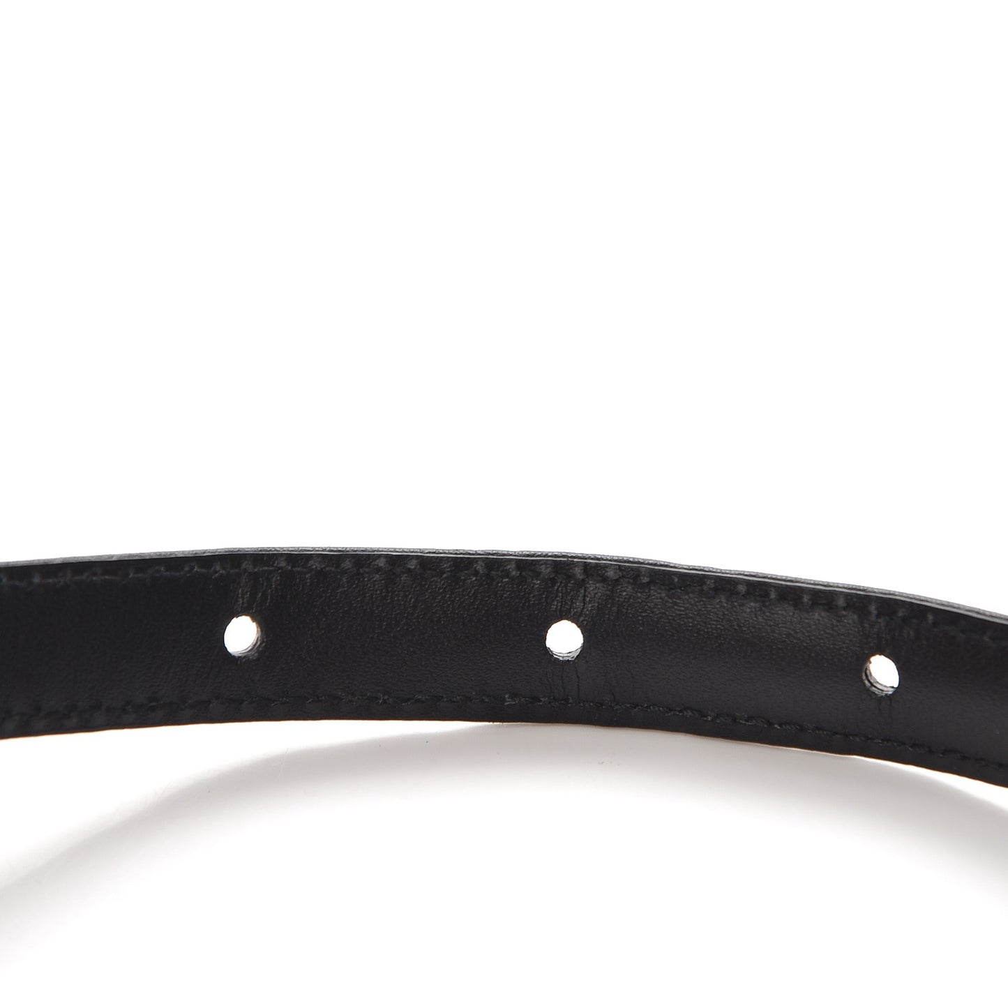 Calfskin Quilted Logo Skinny Belt 75 30 Black