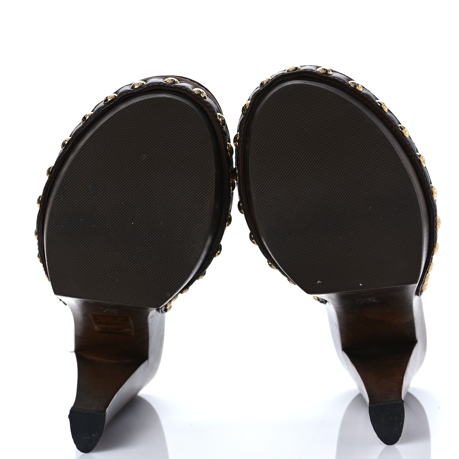 Louis Vuitton Suede Wood Studded Platform Clogs Mules 36 Brown 5 of 7