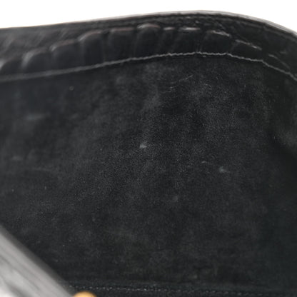 Saint Laurent Calfskin Crocodile Embossed Le 5 A 7 Hobo Black 10 of 11