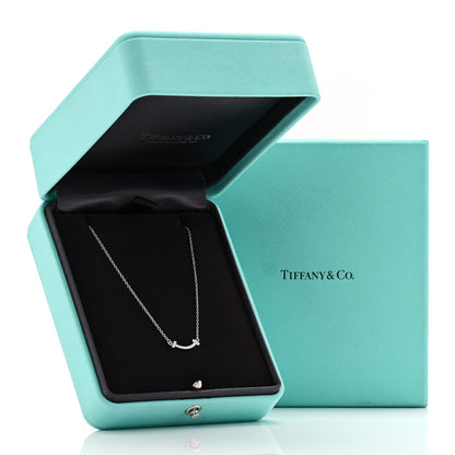 Tiffany 18K White Gold Diamond Mini T Smile Pendant Necklace 7 of 7