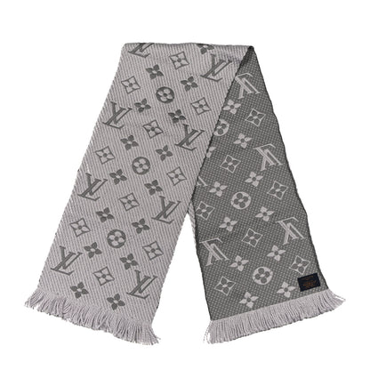 Louis Vuitton Wool Silk Logomania Scarf Pearl Grey 2 of 3