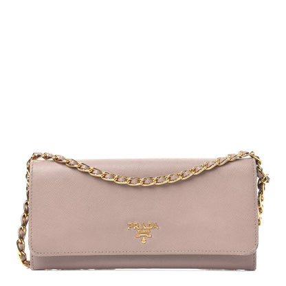 Prada Saffiano Metal Oro Chain Wallet Cammeo 1 of 16