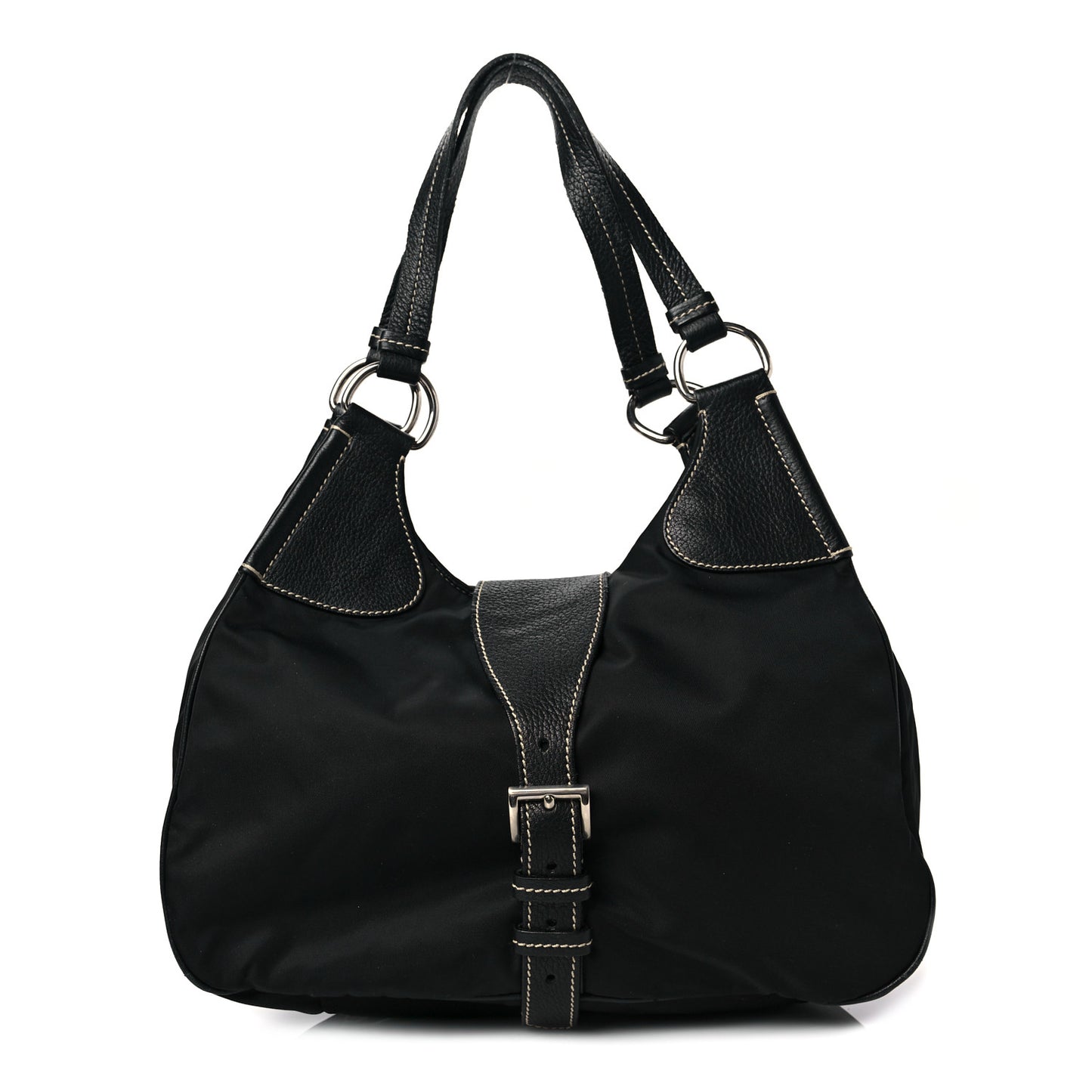 Tessuto Nylon Vitello Daino Hobo Black
