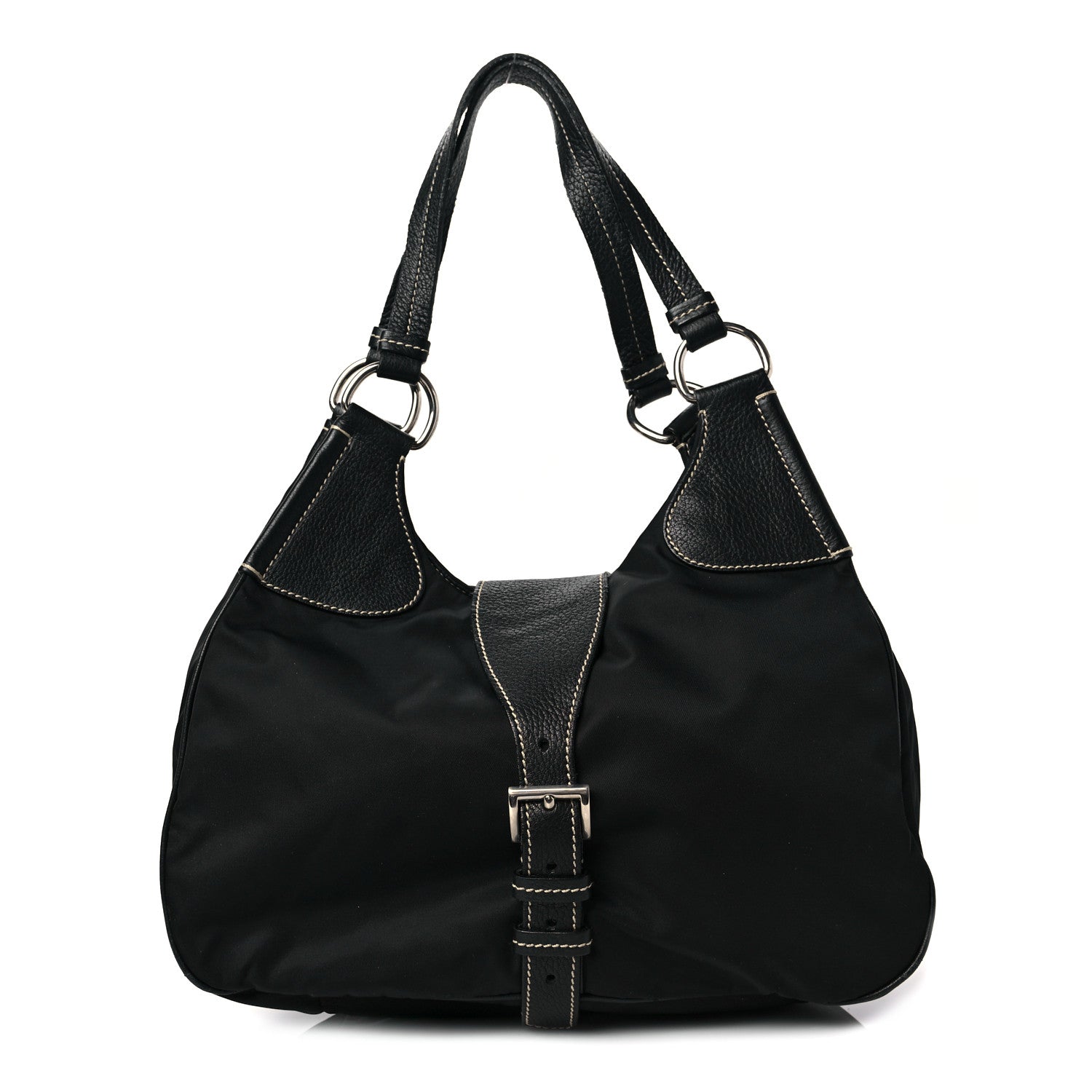 Prada Tessuto Nylon Vitello Daino Hobo Black 1 of 10