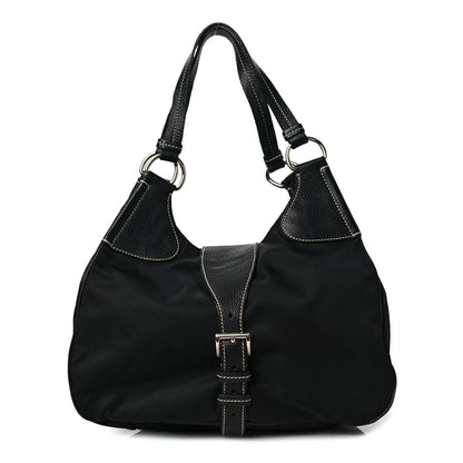 Prada Tessuto Nylon Vitello Daino Hobo Black 1 of 10