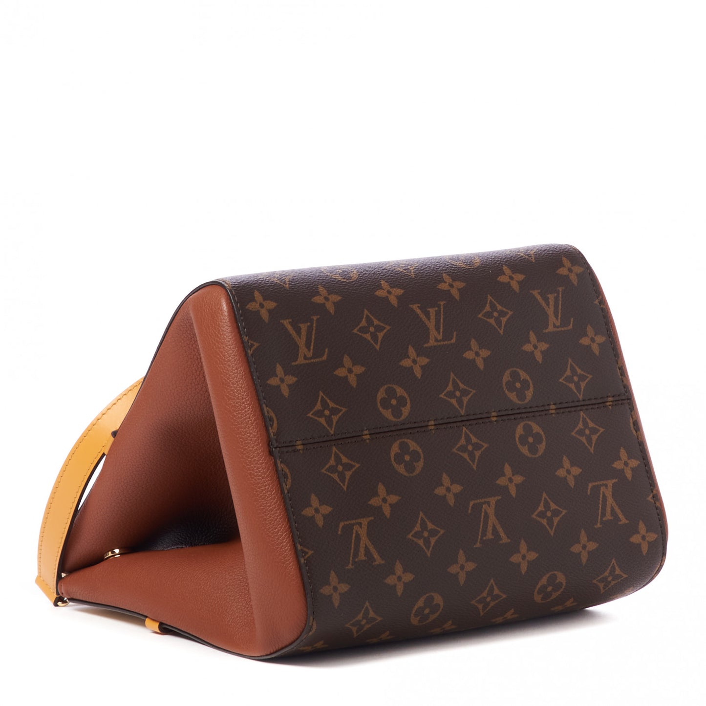 Calfskin Monogram Fold Tote MM Camel Sunbeam Cream