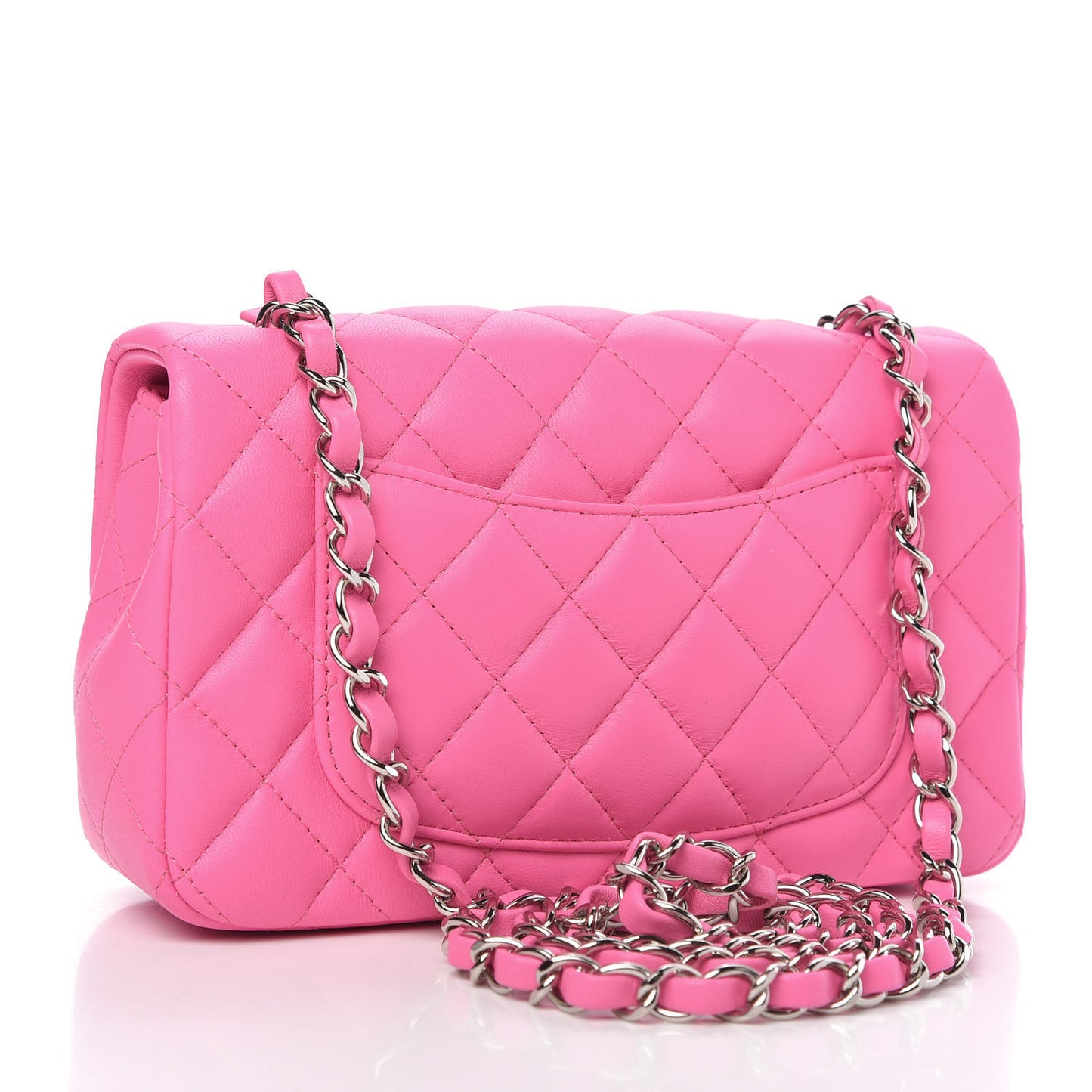 Lambskin Quilted Mini Rectangular Flap Pink