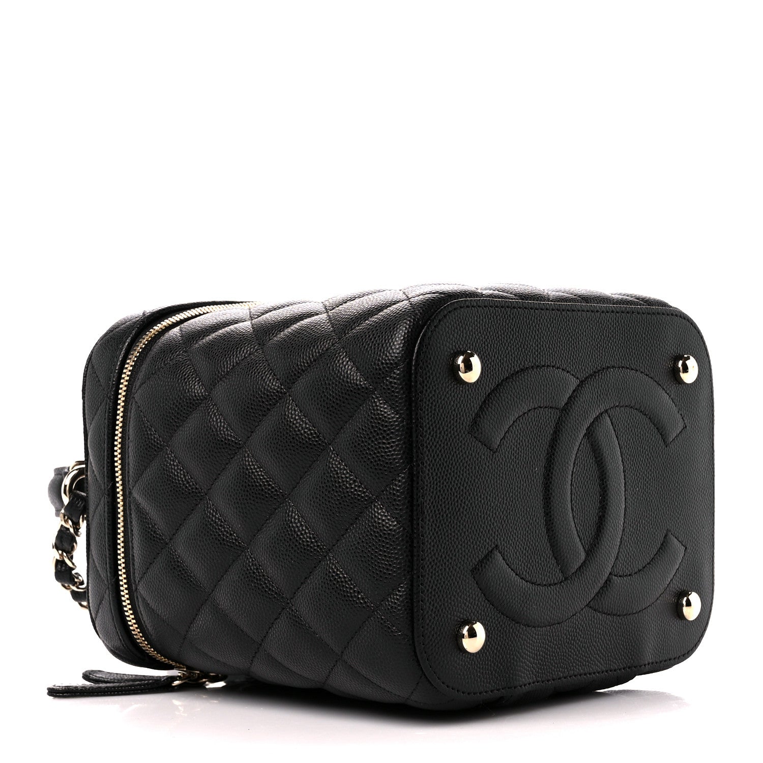 Chanel Caviar Quilted Small Top Handle Vanity Case With Chain Black 4 of 12