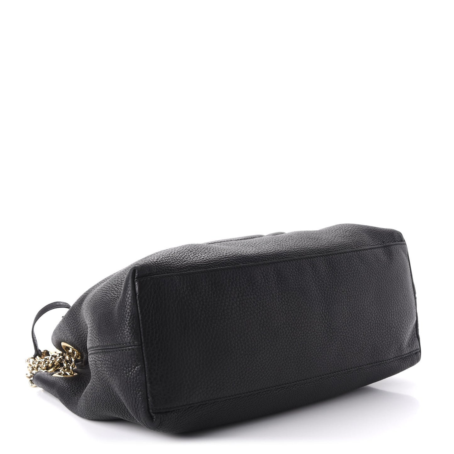 Pebbled Calfskin Medium Soho Chain Shoulder Bag Black