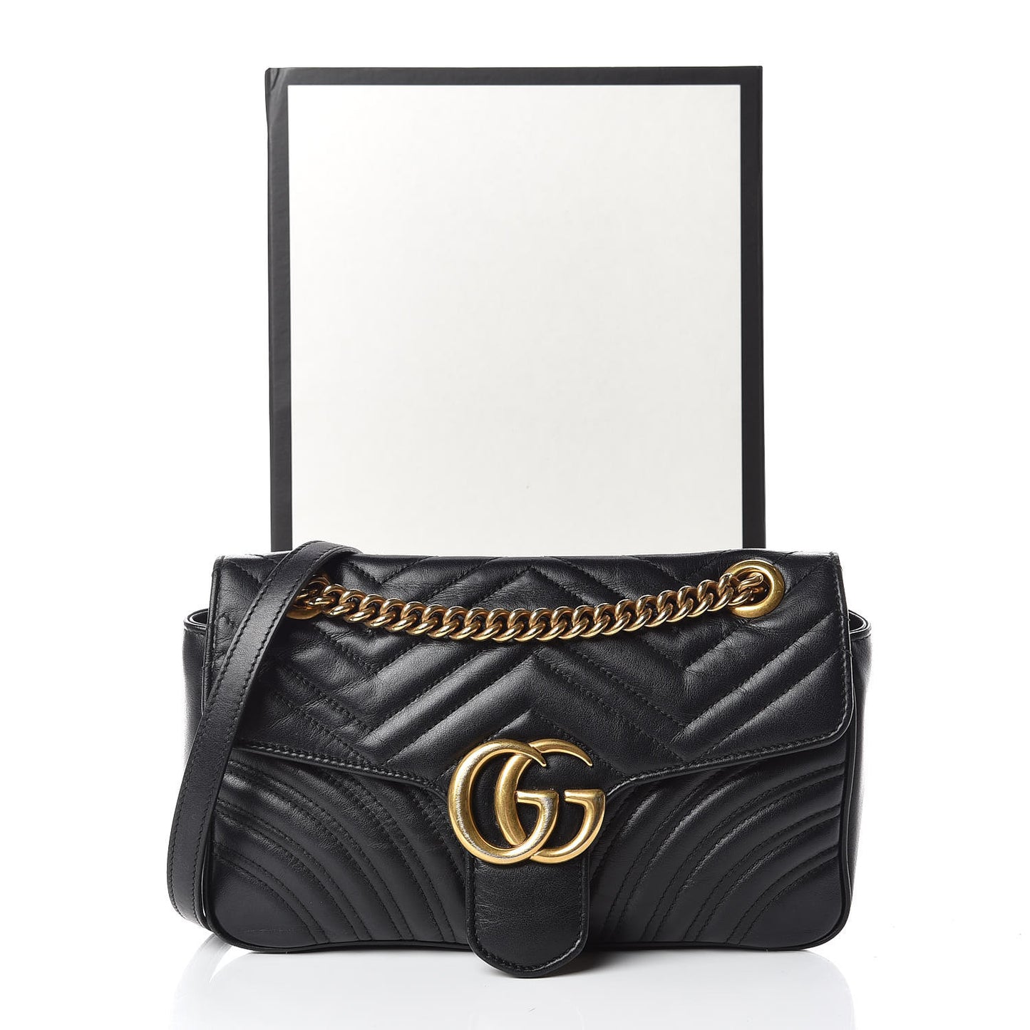 Calfskin Matelasse Small GG Marmont Shoulder Bag Black