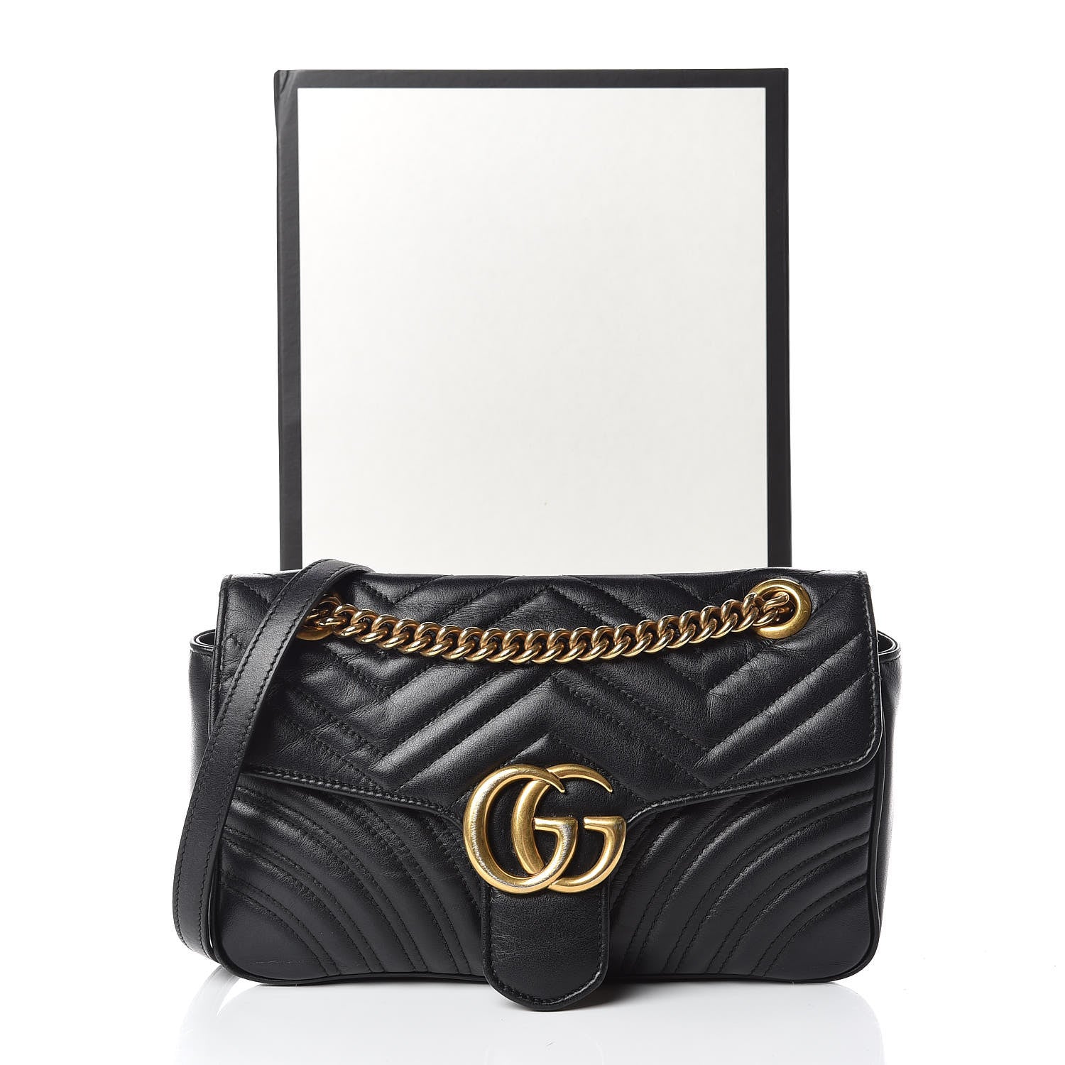 Gucci Calfskin Matelasse Small GG Marmont Shoulder Bag Black 16 of 16