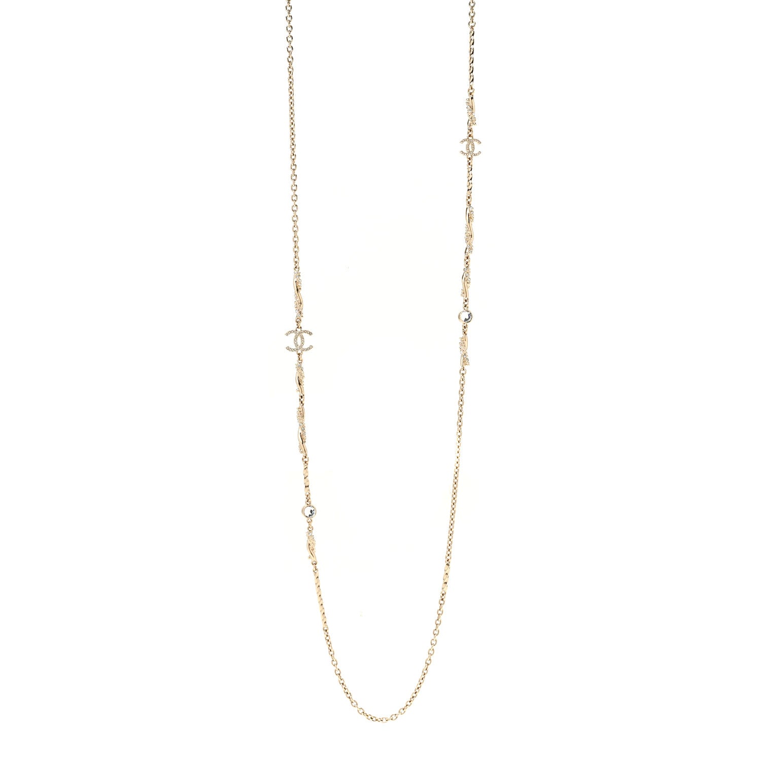 Chanel Crystal CC Twist Long Necklace Gold 1 of 6
