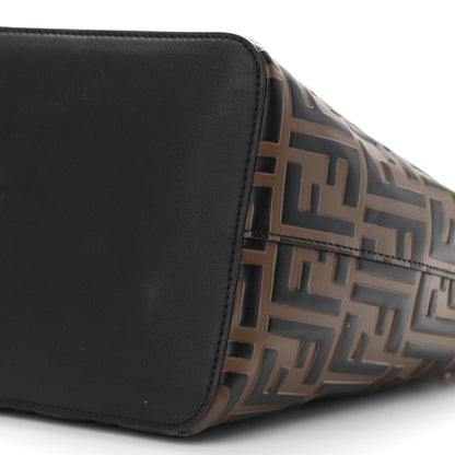 Fendi Vitello Grace F is Fendi Bi-Color FF 1974 Embossed Grande Mon Tresor Bucket Bag Maya Black Fragola 10 of 10
