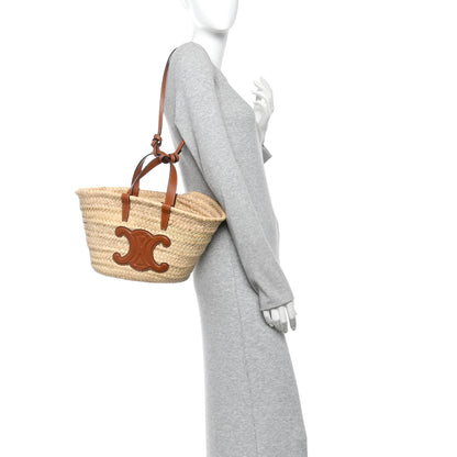 Celine Palm Leaf Calfskin Triomphe Teen Panier Tan 2 of 9