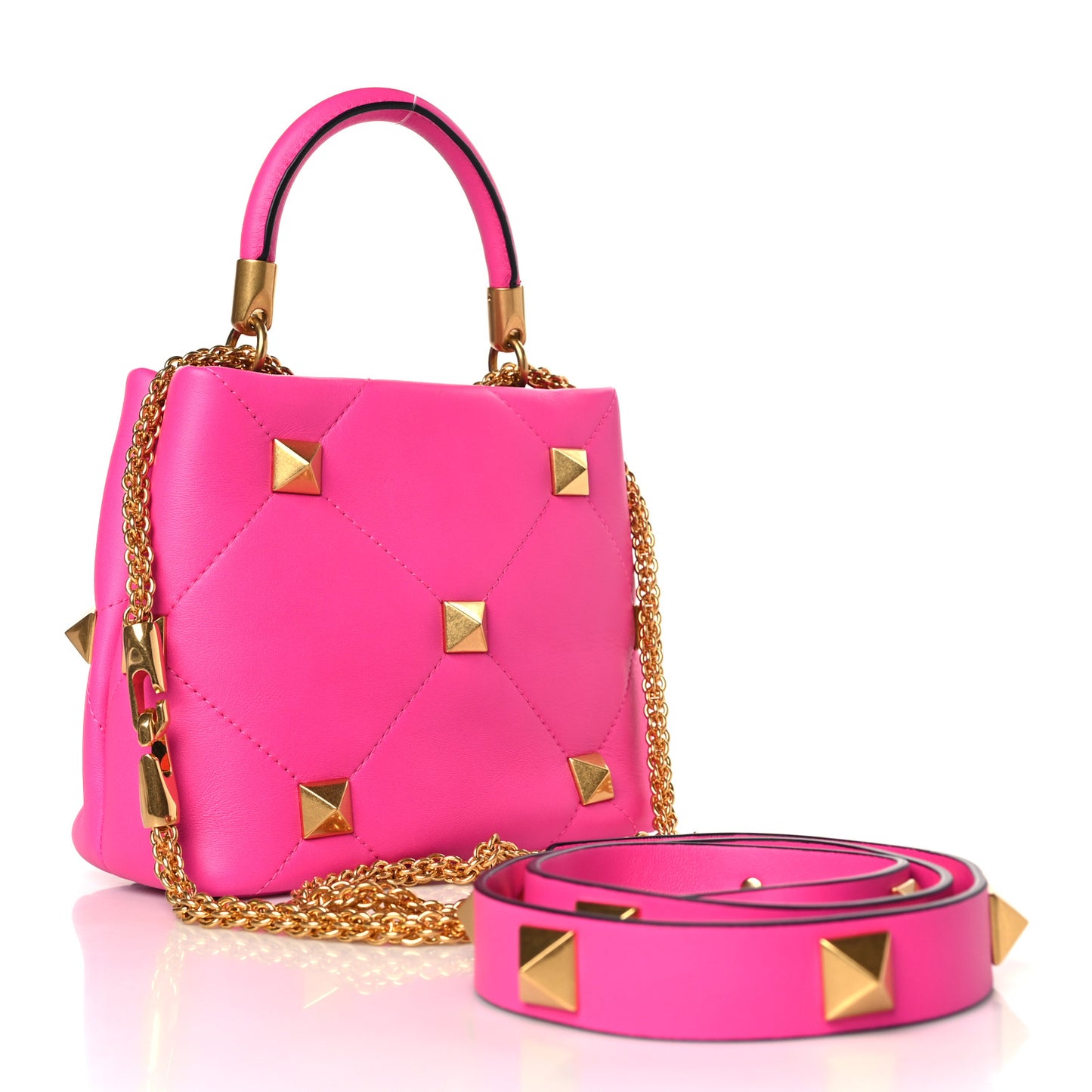 Nappa Small Roman Stud The Handle Bag Pink PP