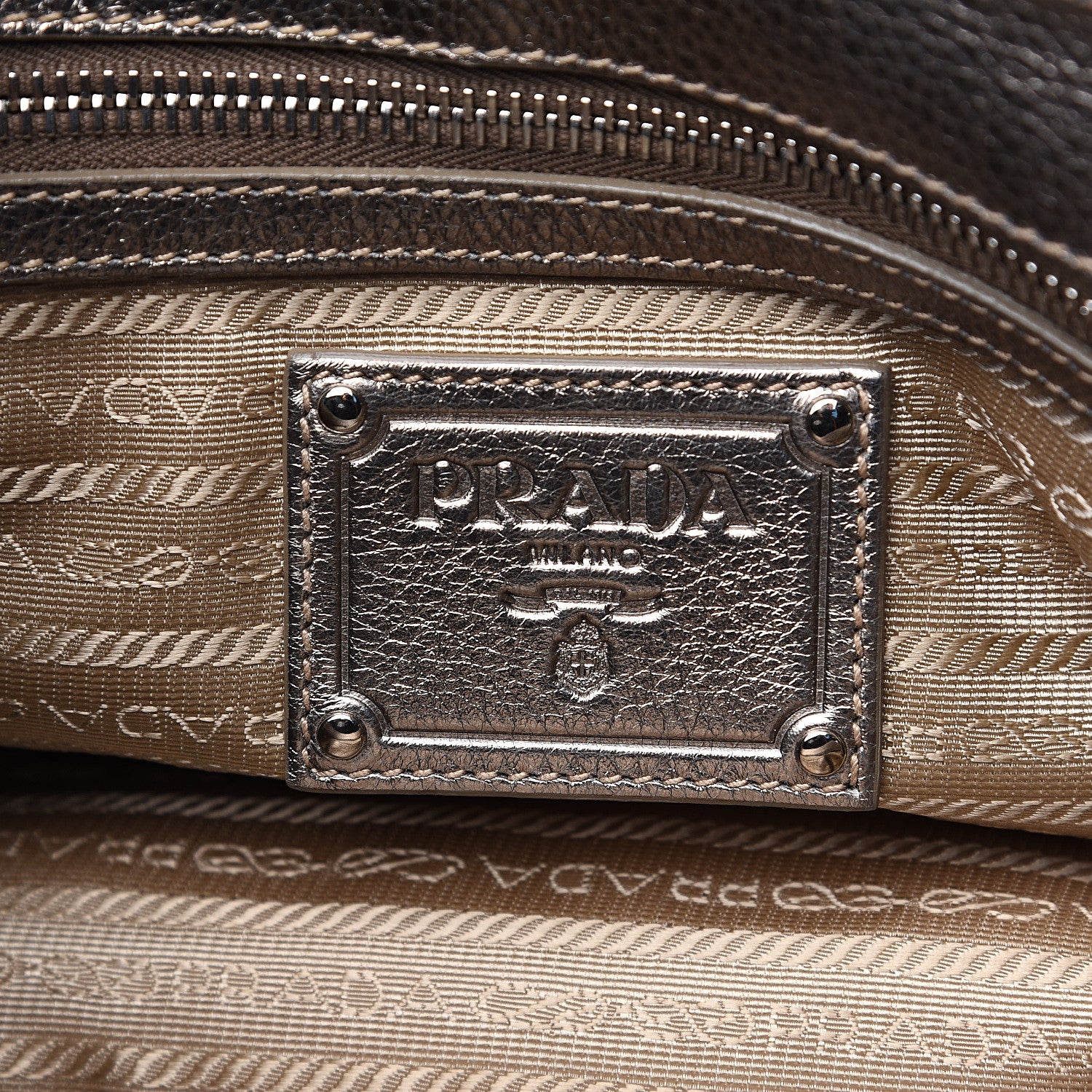 Prada Metallic Vitello Daino Pushlock Flap Shoulder Bag Gold 5 of 9