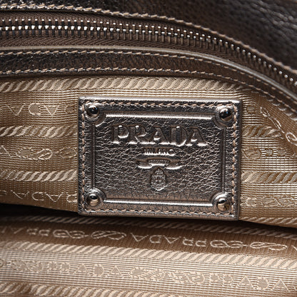 Prada Metallic Vitello Daino Pushlock Flap Shoulder Bag Gold 5 of 9