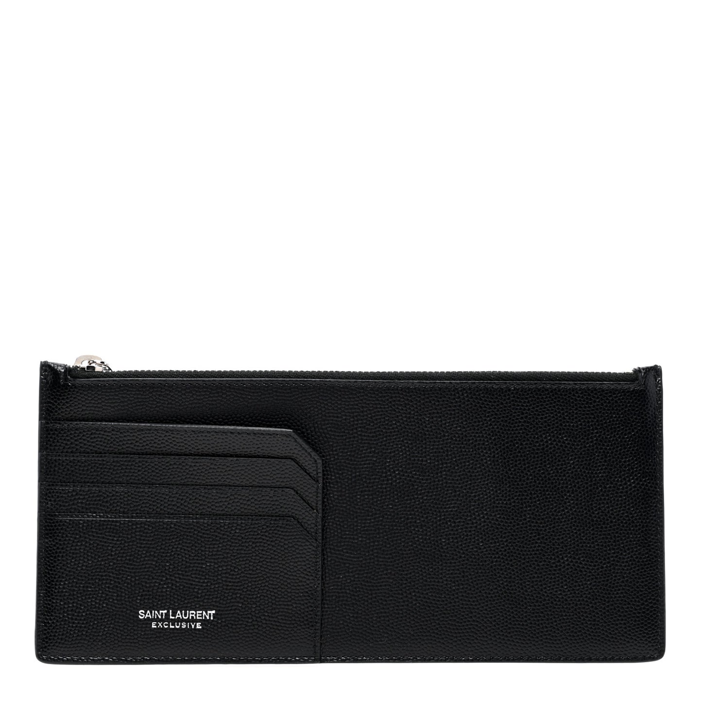Grained Calfskin Zip Pouch Tech Card Holder Black