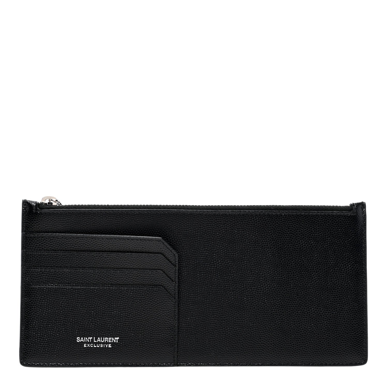 Saint Laurent Grained Calfskin Zip Pouch Tech Card Holder Black 1 of 6