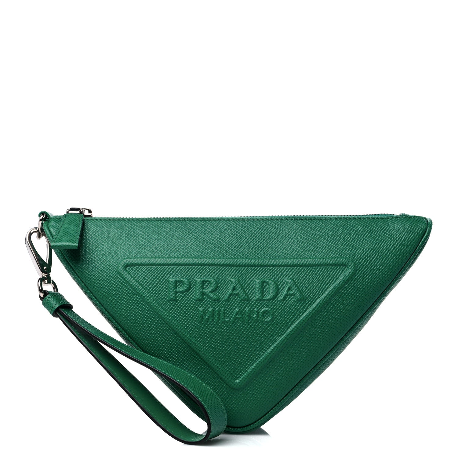 Prada Saffiano Cuir Triangle Wristlet Mango 1 of 8