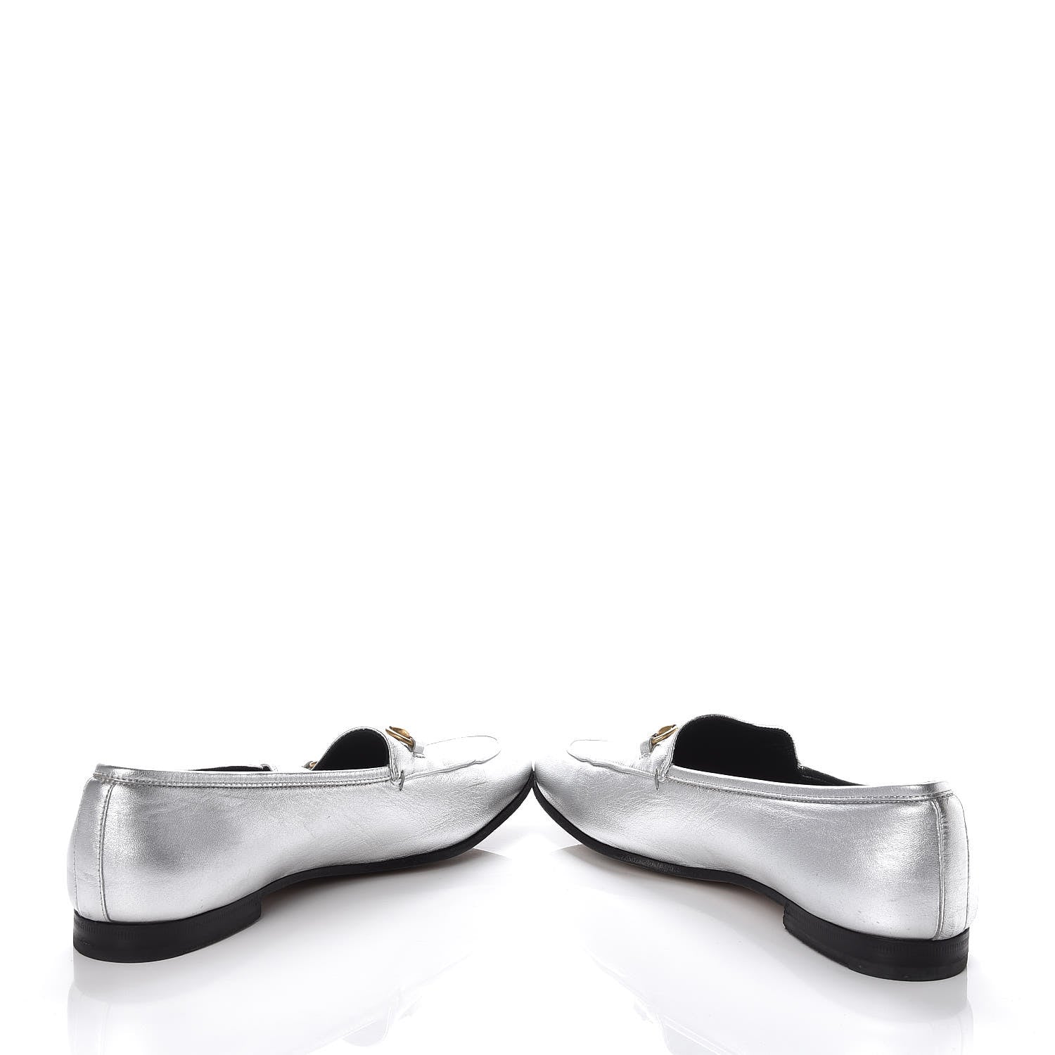 Gucci Metallic Nappa Womens Jordaan Loafers 40 Argento 5 of 13