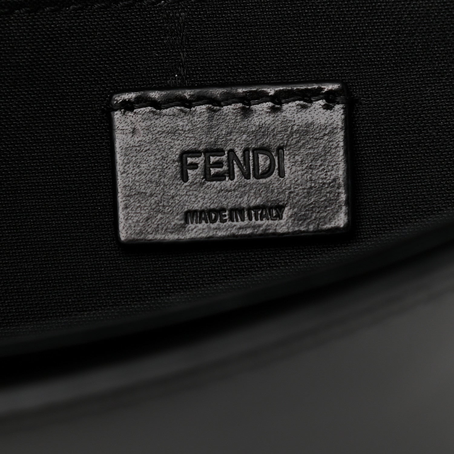 Fendi Canvas Vitello King FF Embroidered Medium Flat Baguette Sand Black 5 of 8