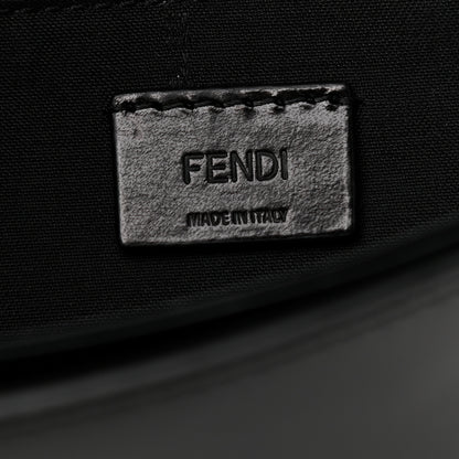 Fendi Canvas Vitello King FF Embroidered Medium Flat Baguette Sand Black 5 of 8