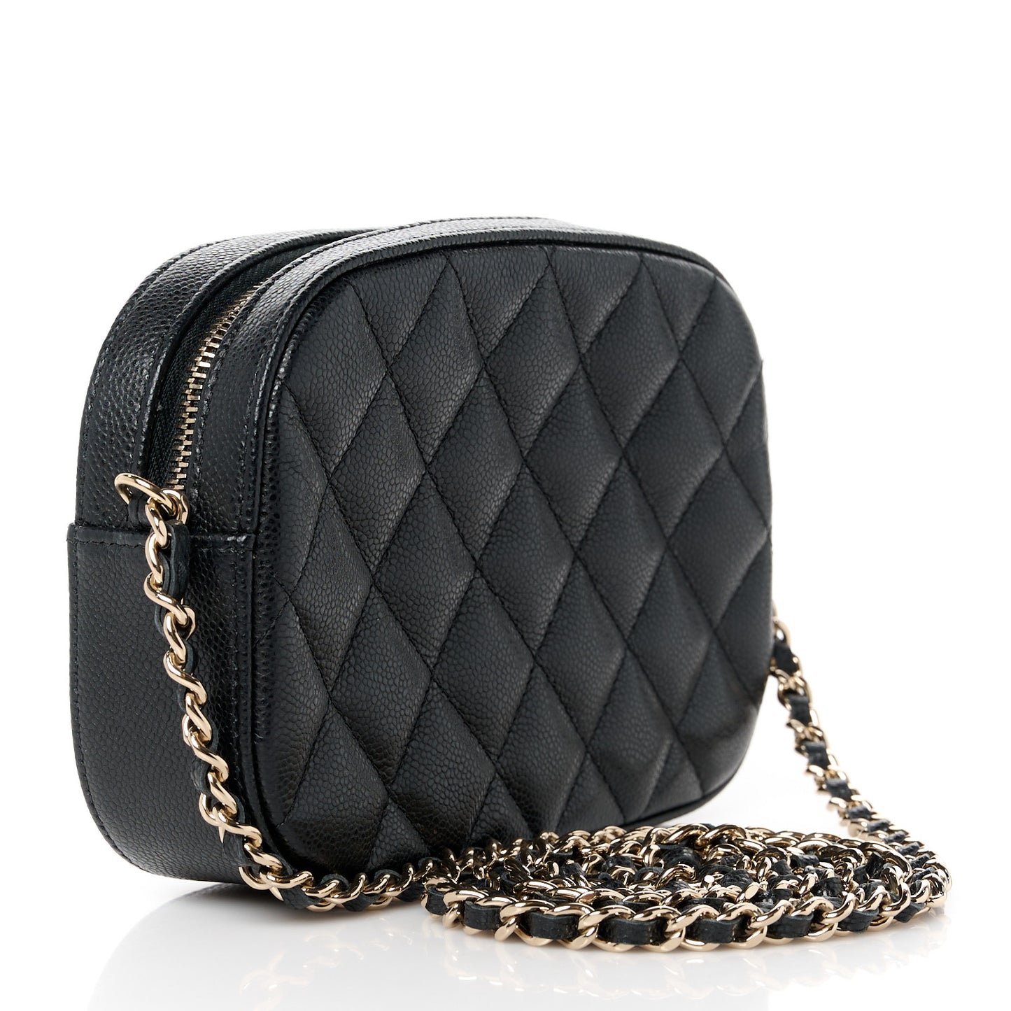 Caviar Quilted Chain Camera Bag Black