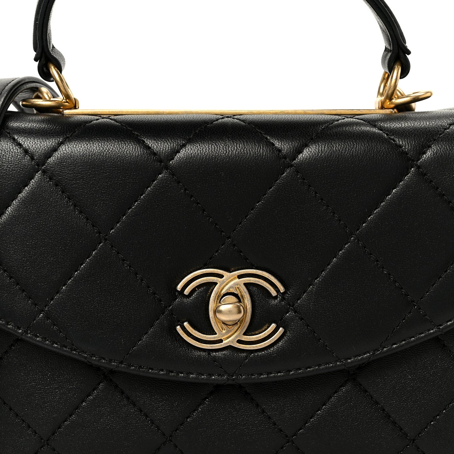 Lambskin Quilted Small Trendy Spirit Top Handle Bag Black