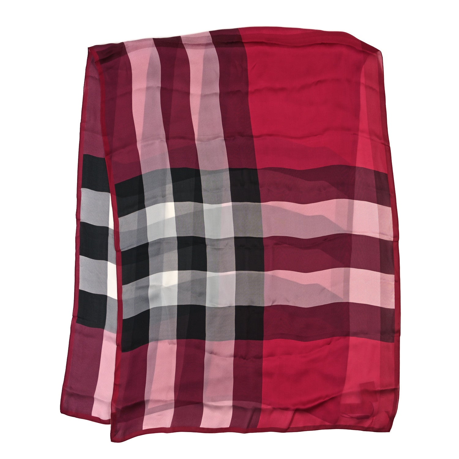 Burberry Satin Silk Mega Check Scarf Fuchsia Pink 2 of 3