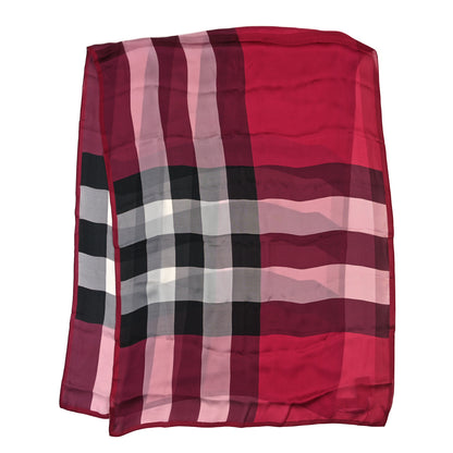 Burberry Satin Silk Mega Check Scarf Fuchsia Pink 2 of 3