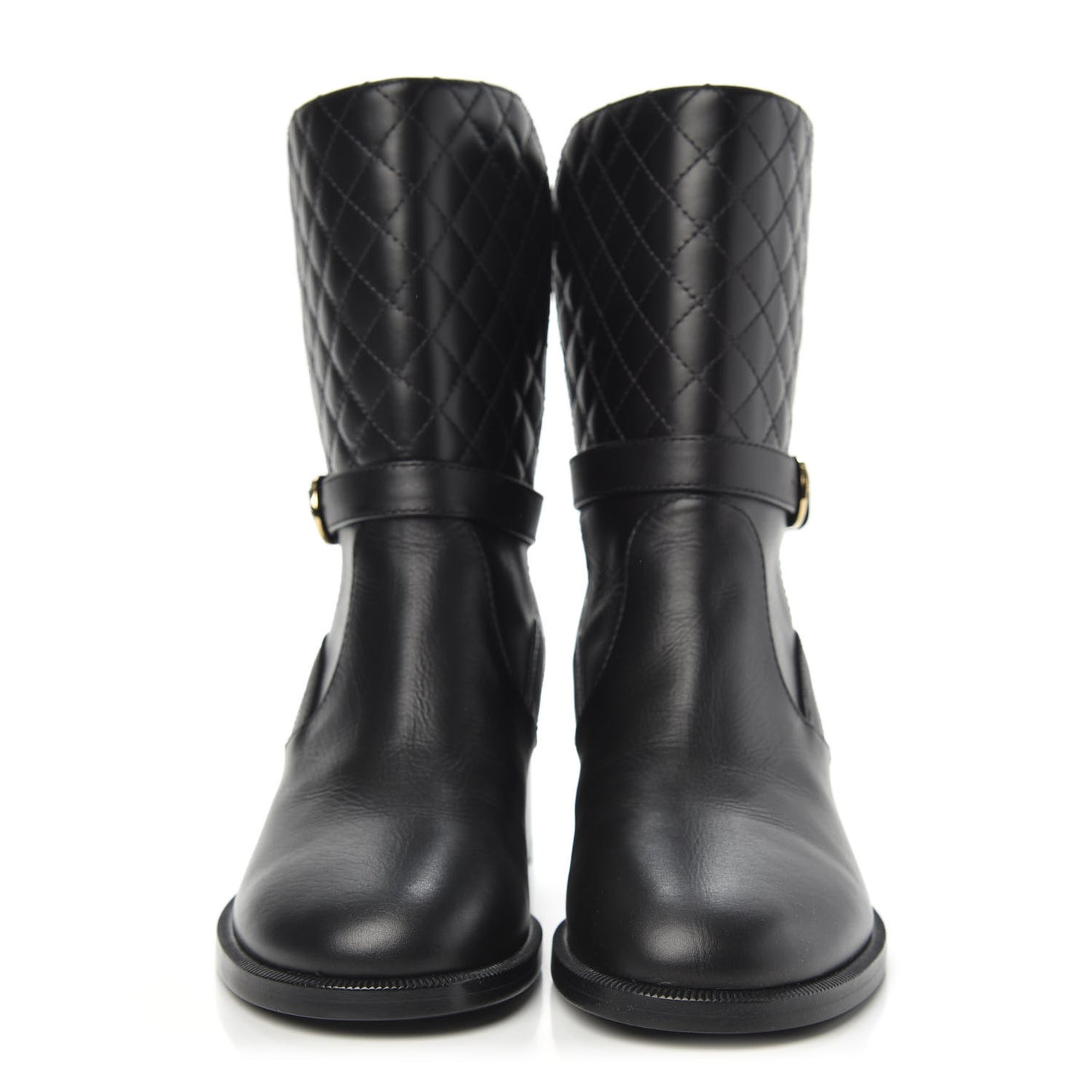 Calfskin Quilted CC Boots 37 Black