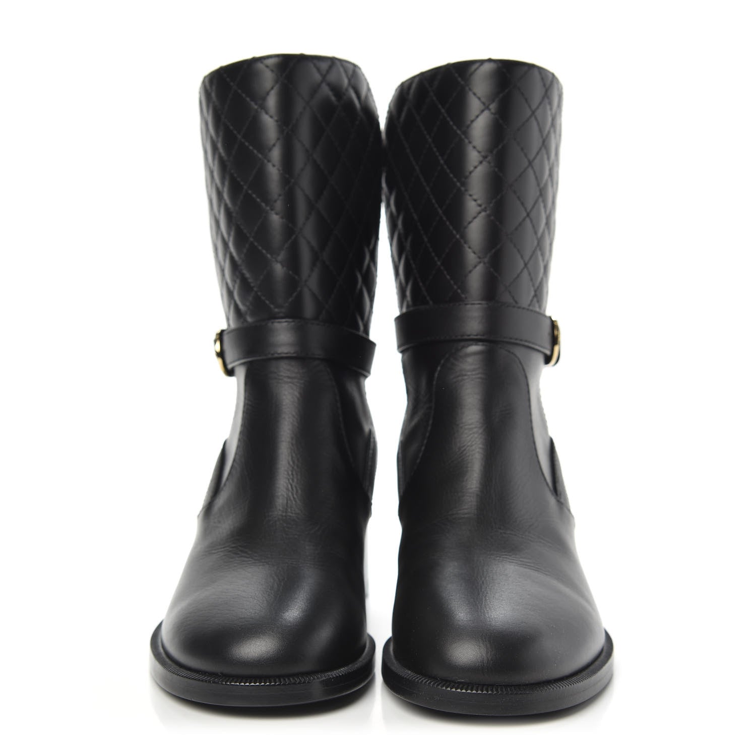 Chanel Calfskin Quilted CC Boots 37 Black 2 of 9
