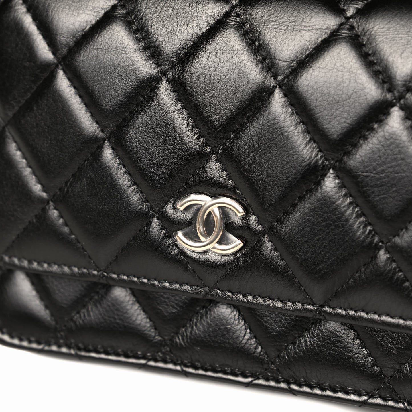 Calfskin Quilted Mini Maxi Pearls Wallet On Chain WOC Black