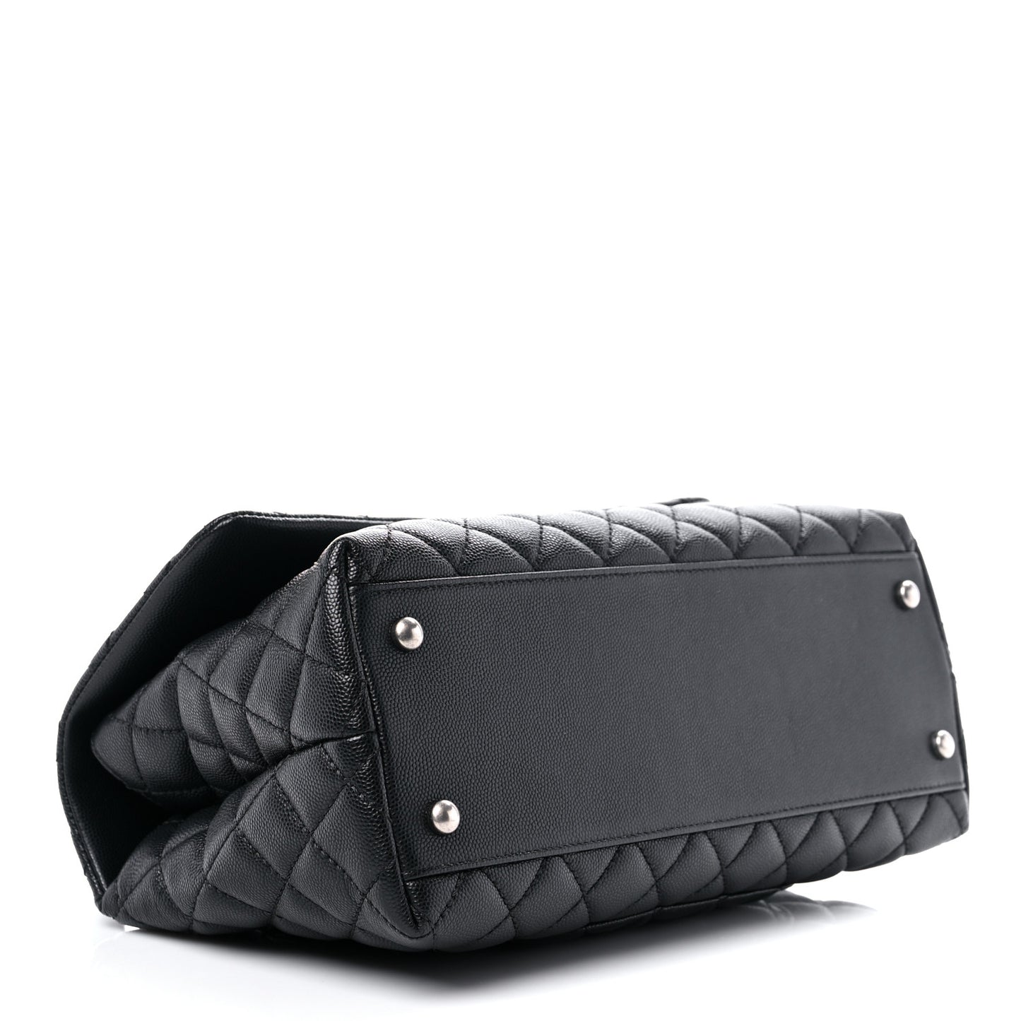 Caviar Lizard Quilted Small Coco Handle Flap Black