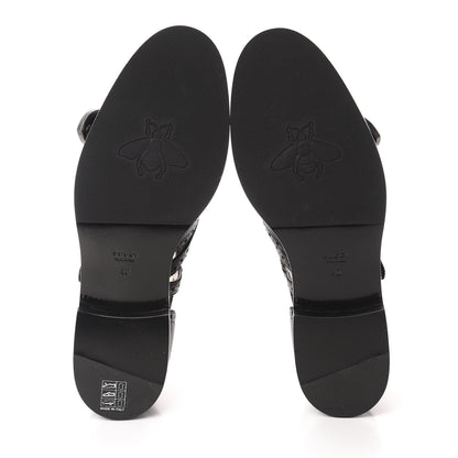 Gucci Calfskin Bee Embroidered Womens Queercore Brogue Wingtip Monk Strap Loafers 40 Black 6 of 10