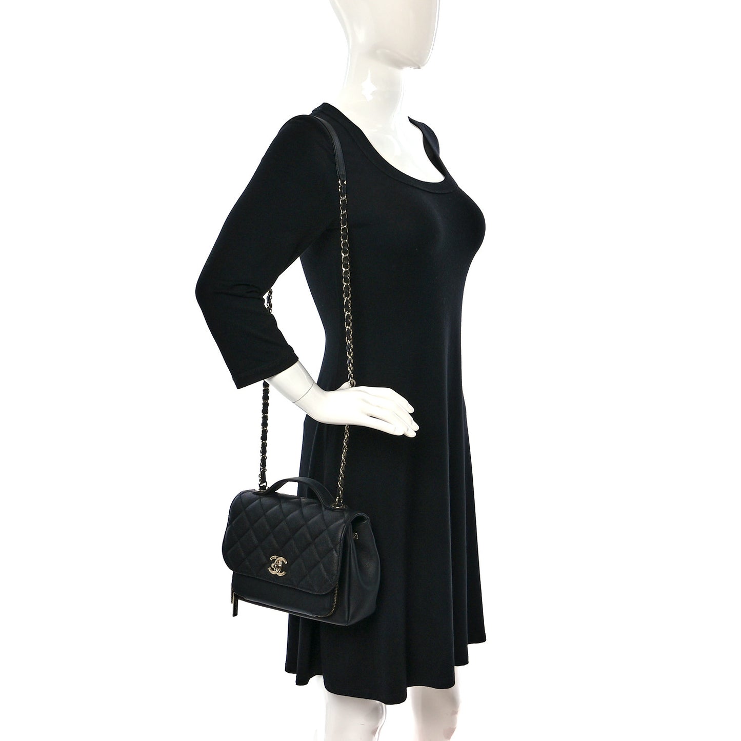 Caviar Quilted Medium Business Affinity Flap Black