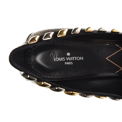 Louis Vuitton Calfskin Monogram Eldorado Pumps 37.5 Cacao 6 of 11