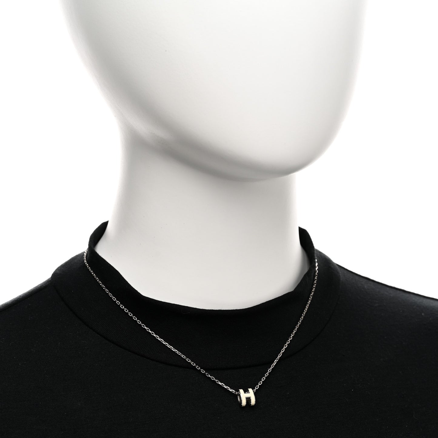 Lacquered Palladium Mini Pop H Pendant Necklace White