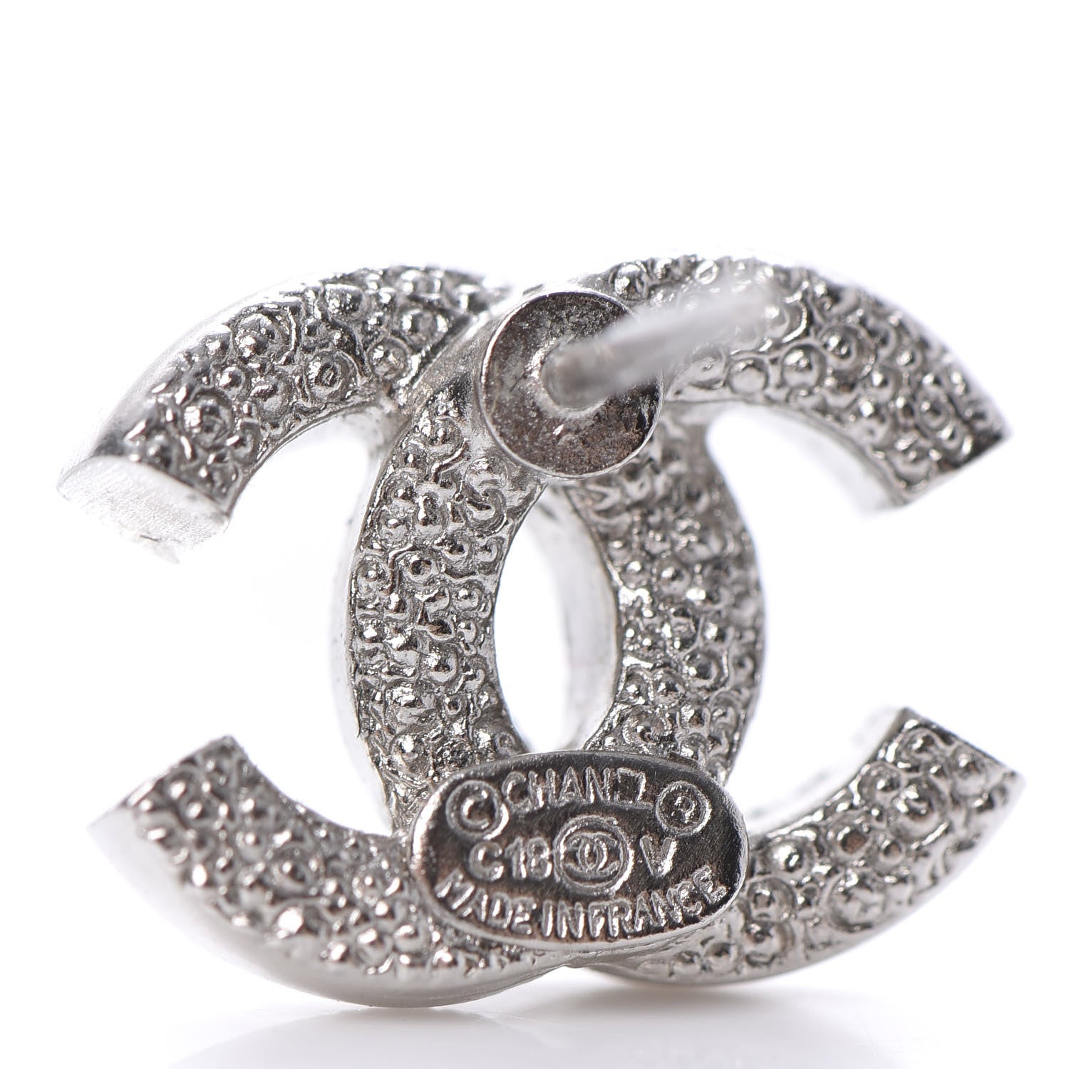 Chanel Crystal Mini Timeless CC Earrings Silver 4 of 4
