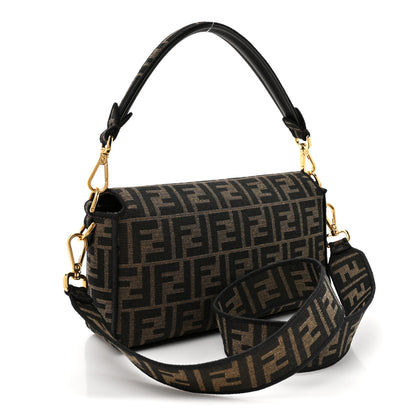 Fendi Fabric Jacquard FF 1974 Medium Baguette Tobacco Moro Black 3 of 10