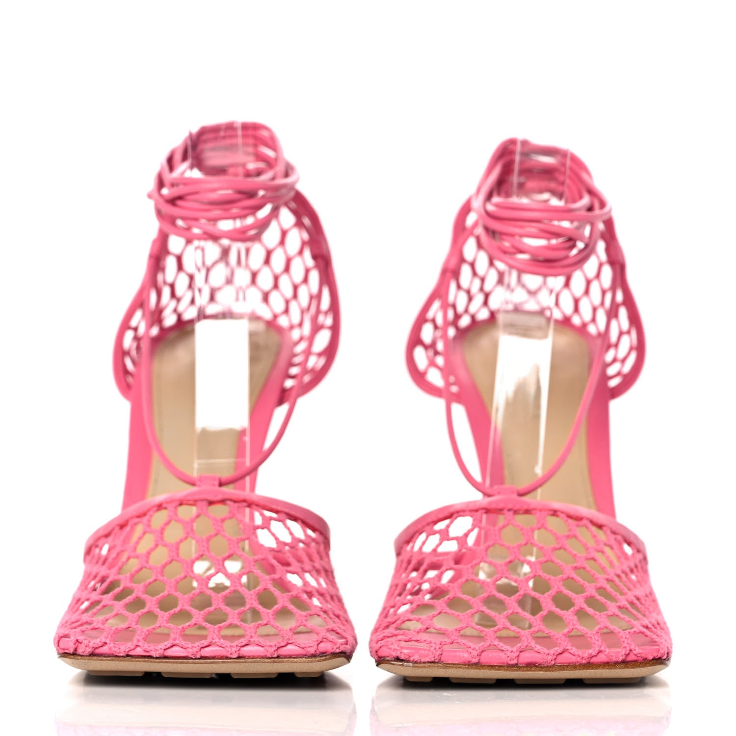 Bottega Veneta Mesh Nappa Stretch Ankle Tie 90mm Sandals 38.5 Azalea 2 of 8