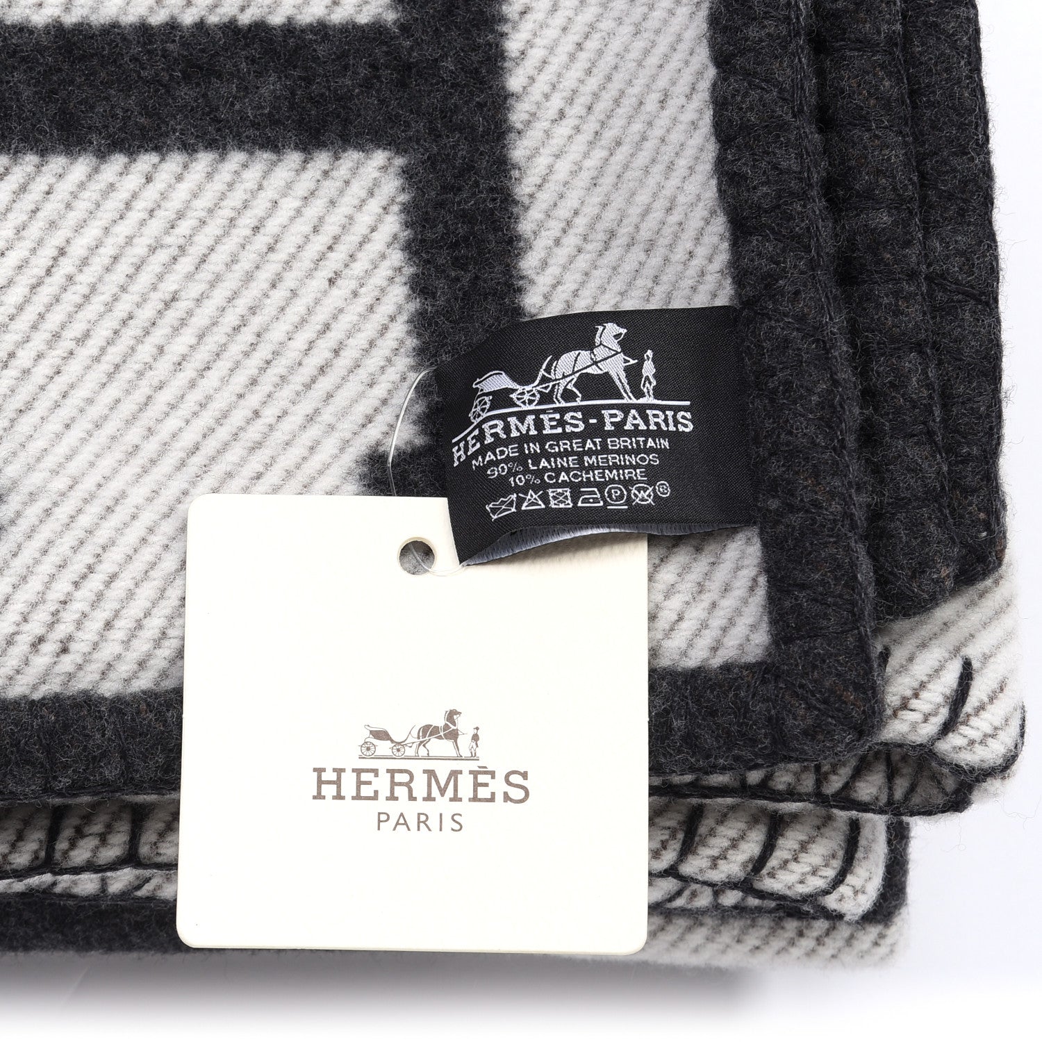 Hermes Wool Cashmere Avalon Blanket Ecru Gris Fonce 3 of 3