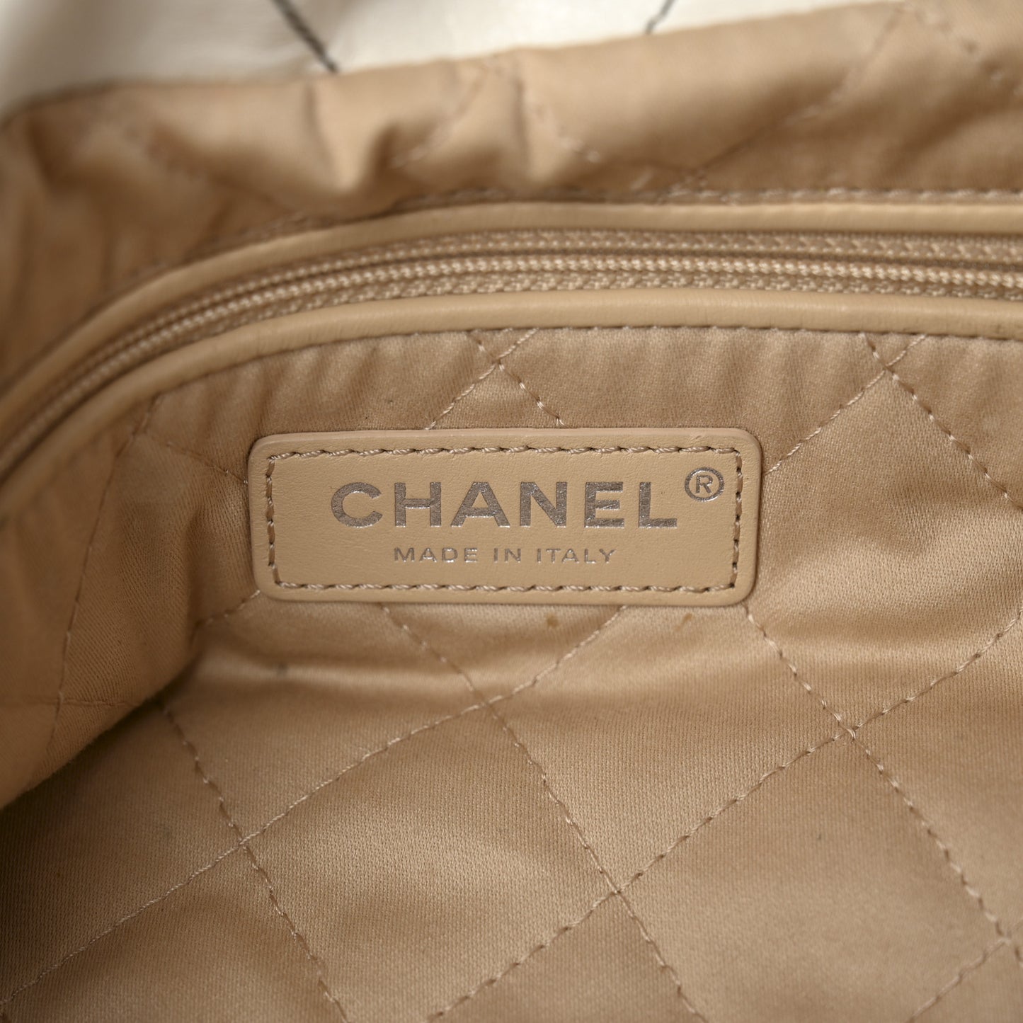 Shiny Calfskin Quilted Small Chanel 22 White Black