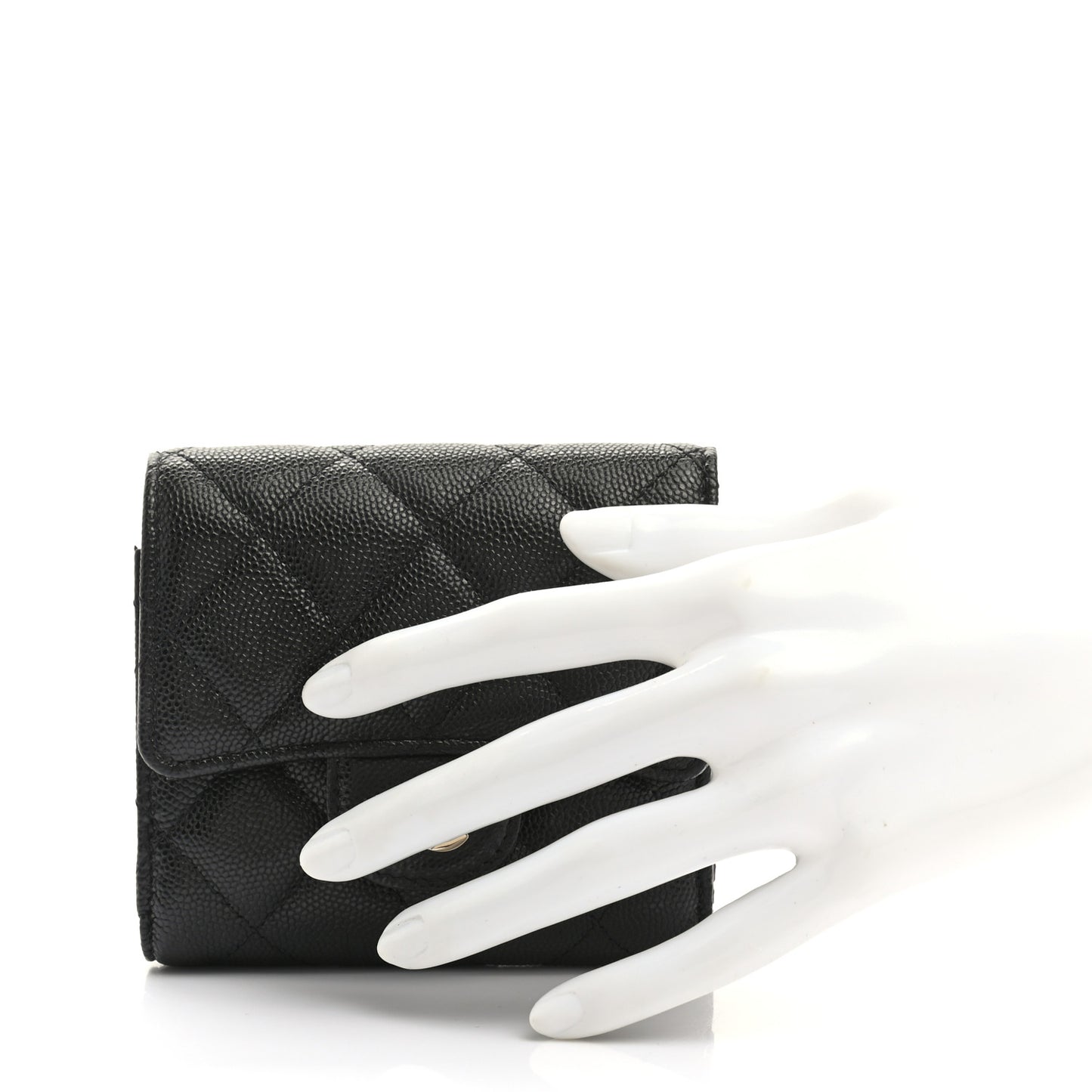 Caviar Quilted Small Flap Wallet Black