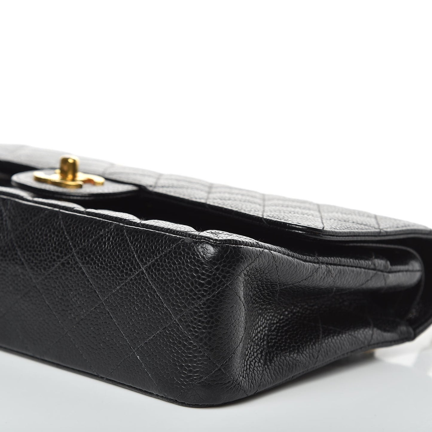 Caviar Quilted Medium Double Flap Black