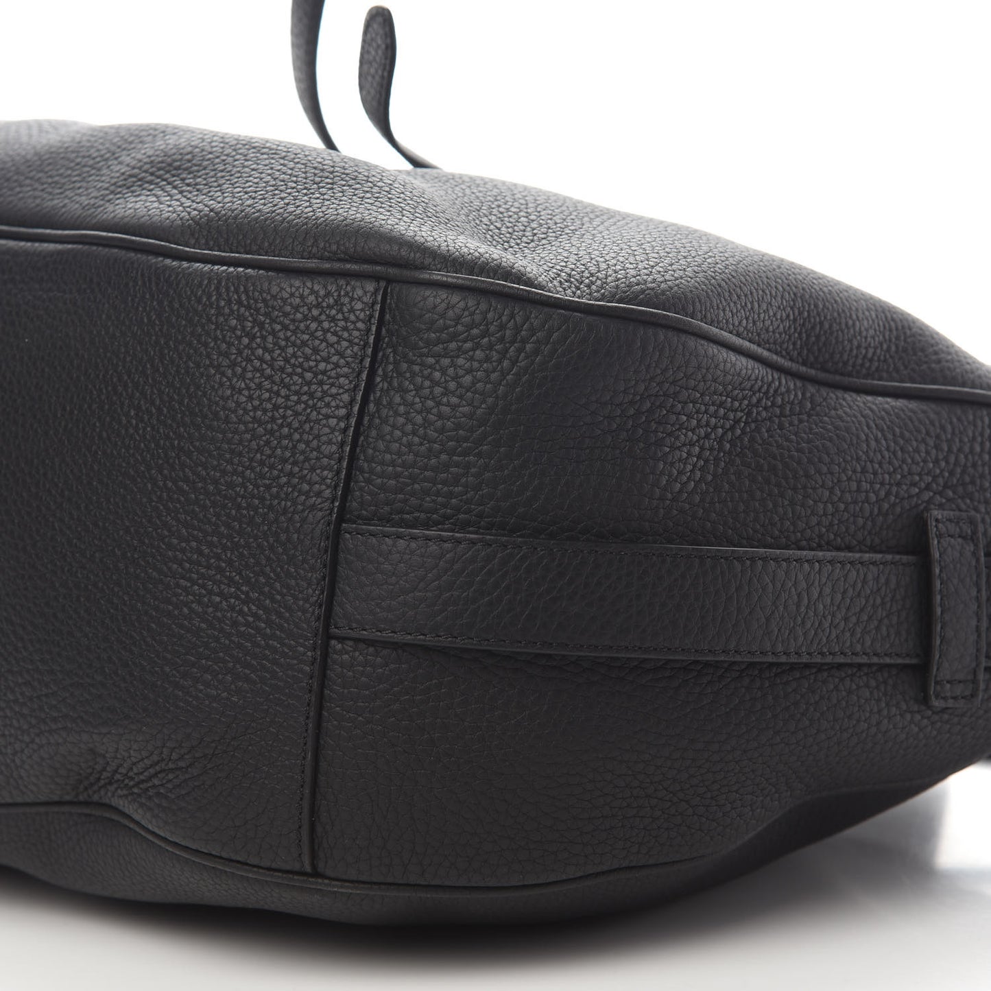 Grained Calfskin Saddle Soft Bag Black