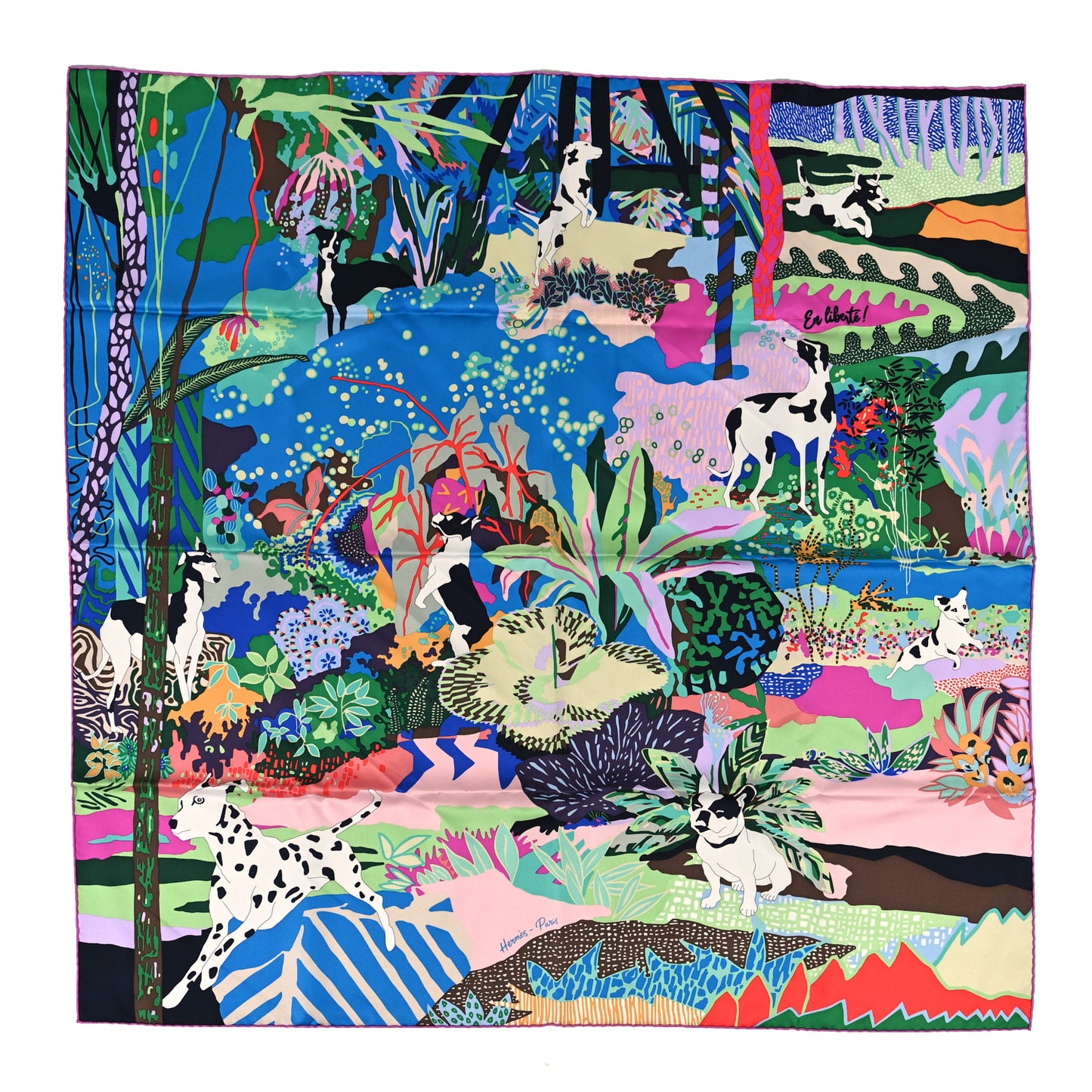 Silk En Liberte Scarf 90 Bleu Moyen Vert